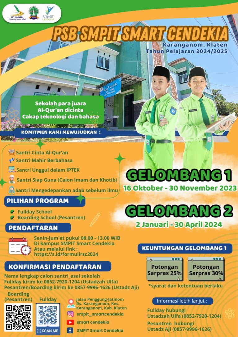 PENERIMAAN SANTRI BARU TAHUN PELAJARAN 2024 – 2025